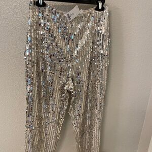 ASOS Silver Sequin Cropped Pants